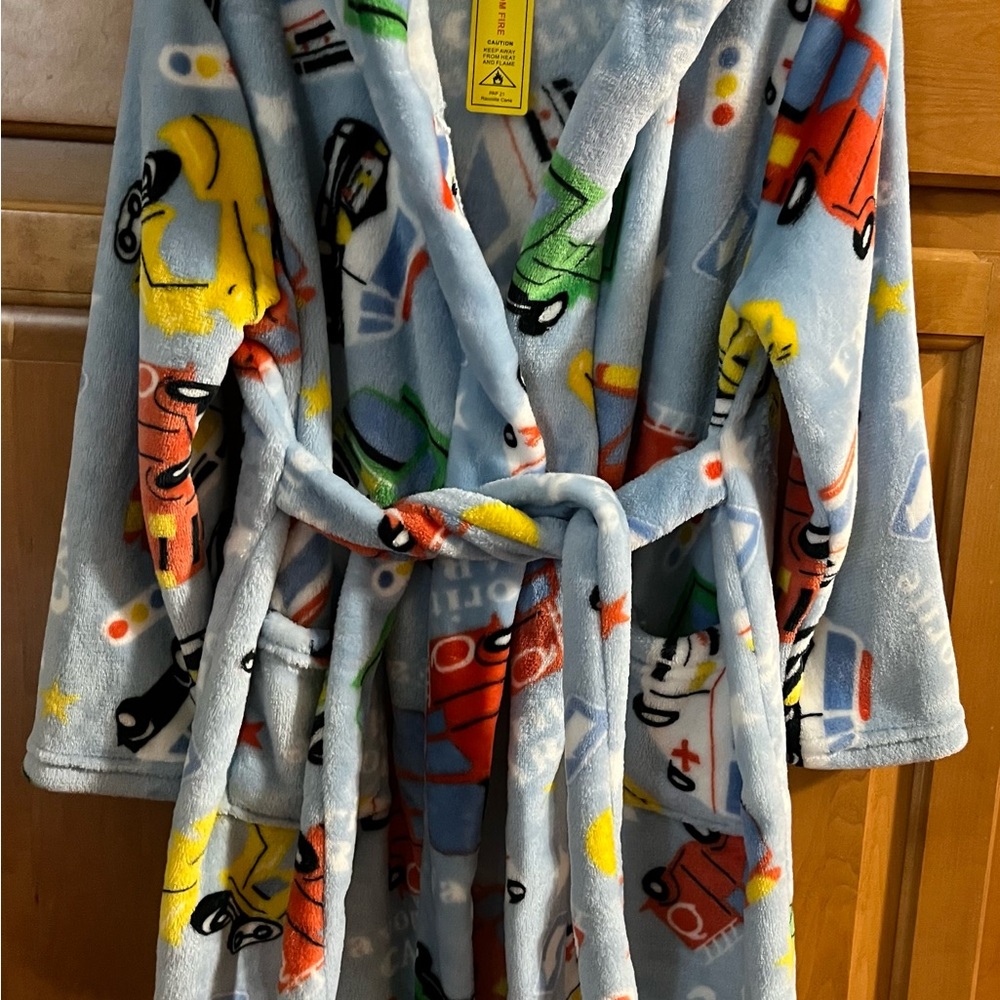 Source Unknown Kids Robe with Colorful Car Print